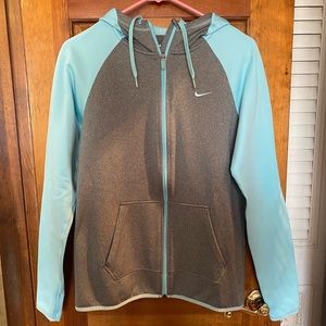 Nike gray/light blue zip up hoodie